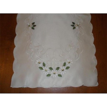 Tapestry Trading ZC0800296-14-PK2 14 In. Embroidered Daisies And Lacy Cutwork Doilies